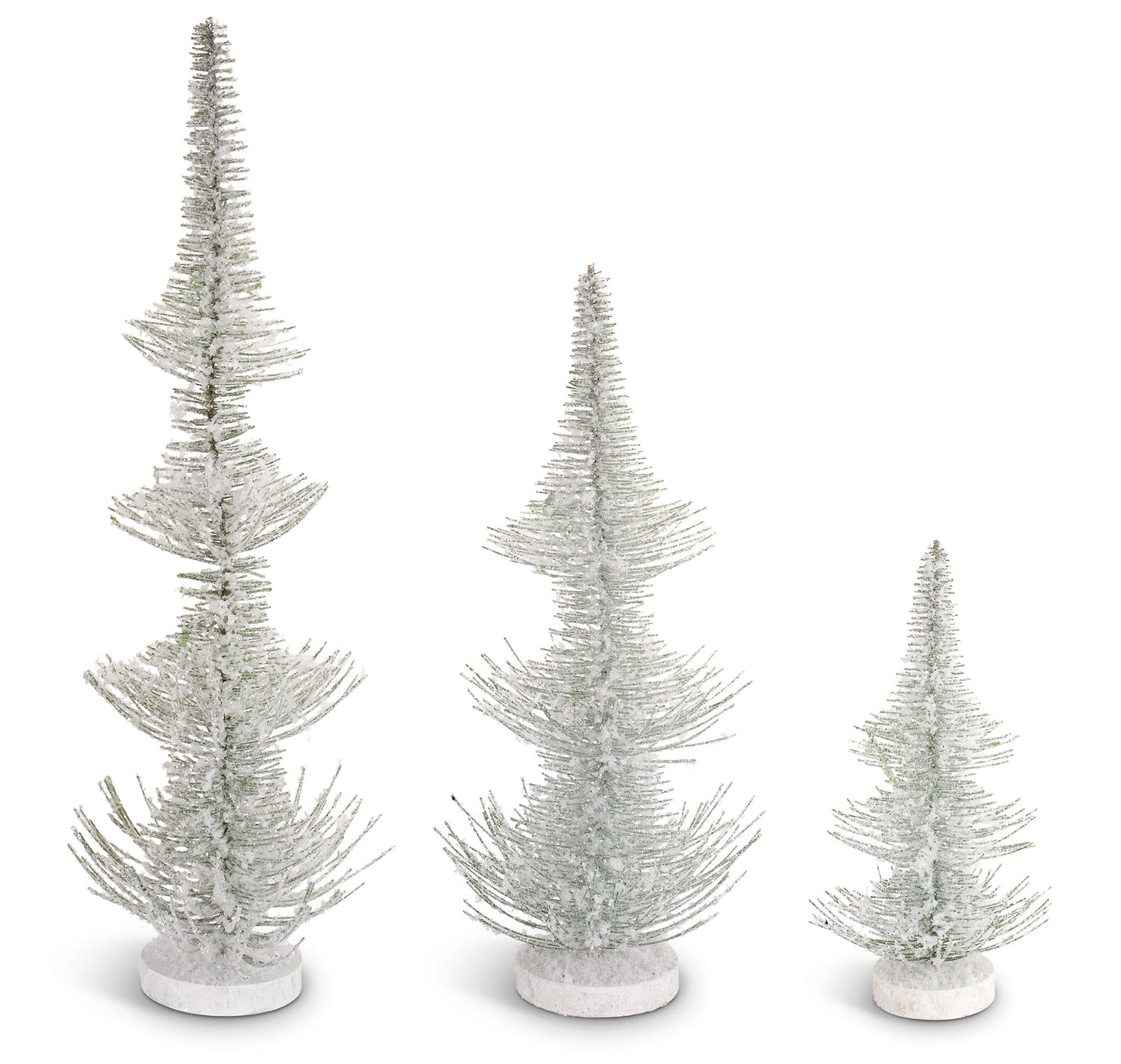 Frosted Bottle Brush Holiday Tree, Set of 3