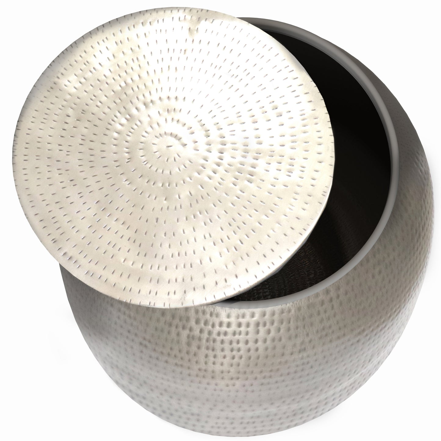 Destiny Drum-Shaped Hammered Accent Table with Removable Top