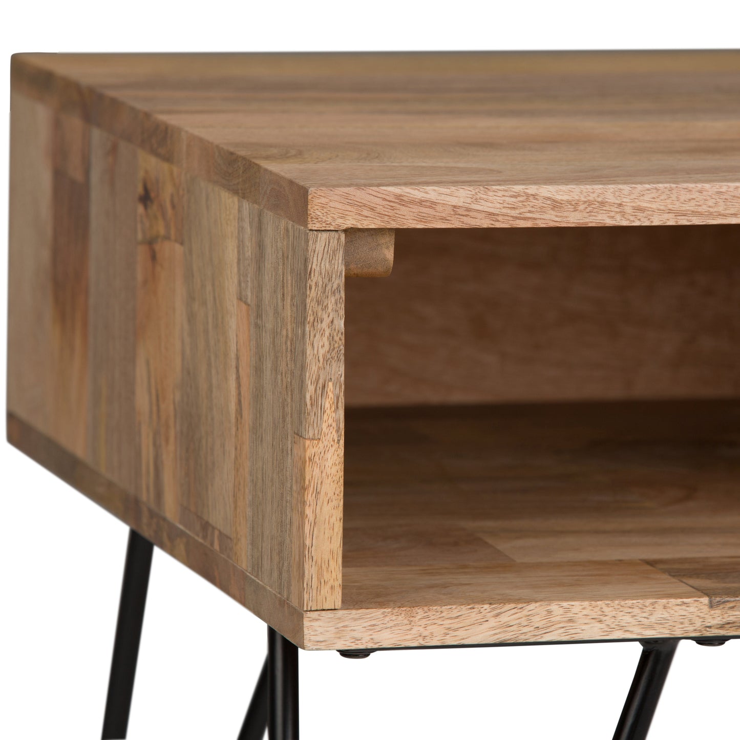 Side Table with Open Compartment and Hairpin Legs
