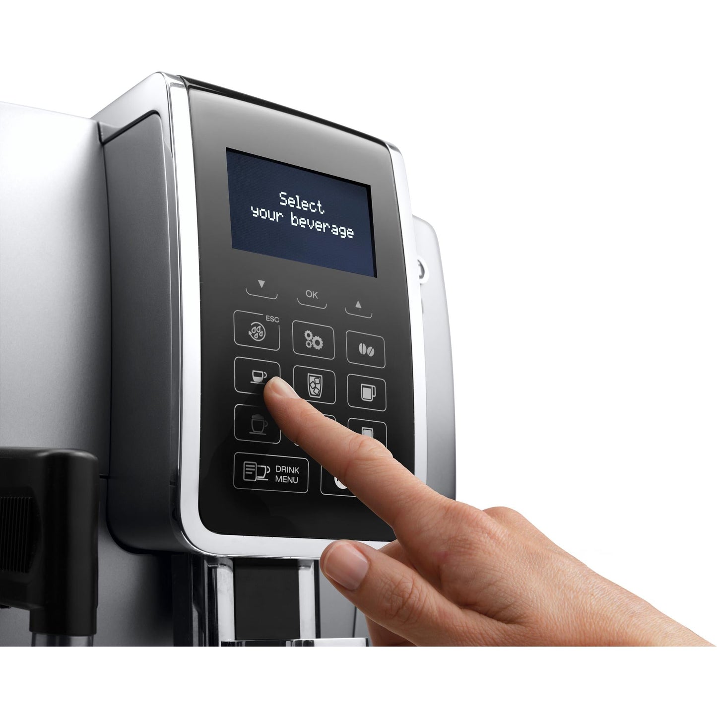 De'Longhi Dinamica ECAM Fully Automatic Coffee Machine (Silver/Black)