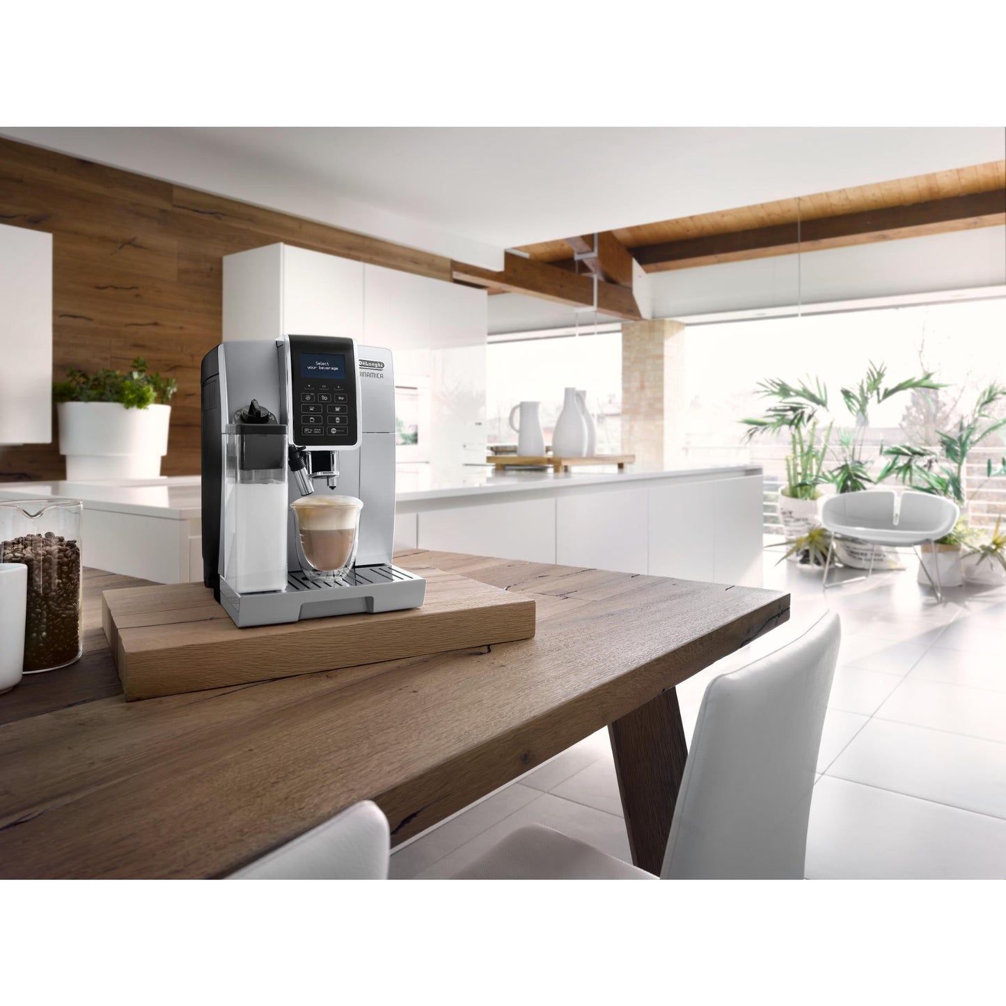 De'Longhi Dinamica ECAM Fully Automatic Coffee Machine (Silver/Black)