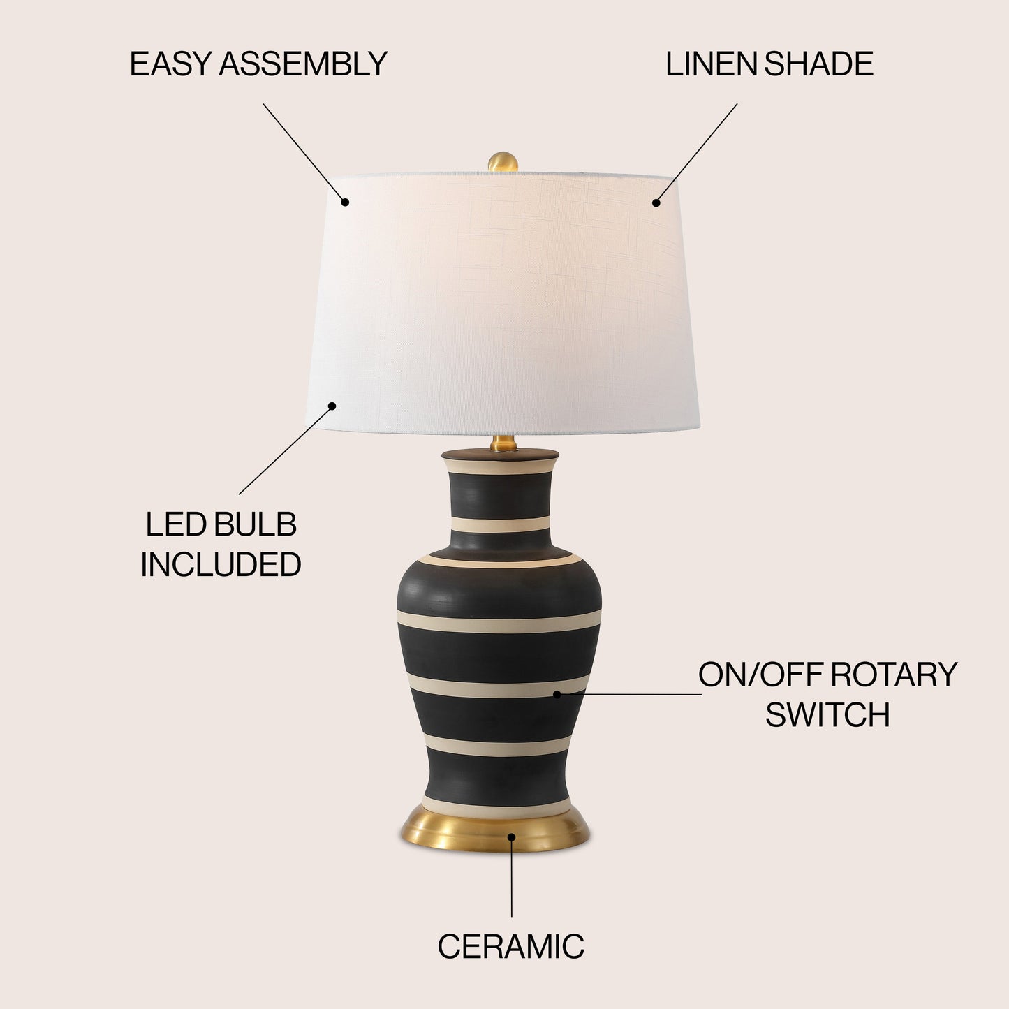 Julian Traditional Classic Ceramic Urn LED Table Lamp