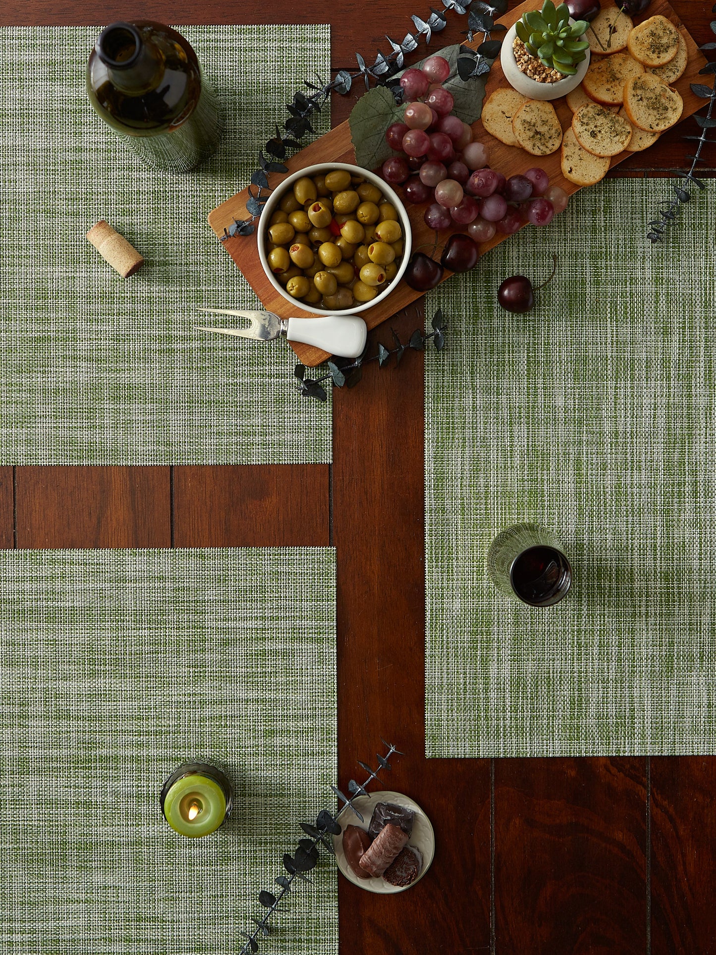 Crosshatched 13X18" Nautical Blue Tweed Woven Vinyl And  Pvc Coated Polyester Placemat Set Of 6