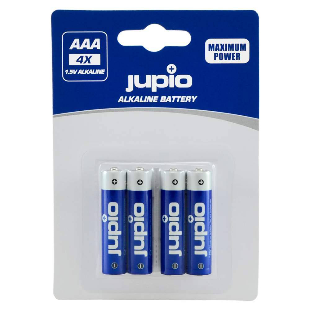 Jupio 4-Piece Non-Rechargeable Alkaline AAA Batteries LR3 (Blue)