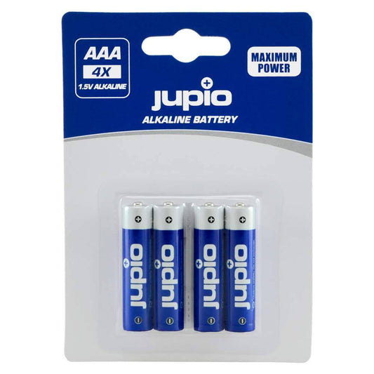 Jupio 4-Piece Non-Rechargeable Alkaline AAA Batteries LR3 (Blue)