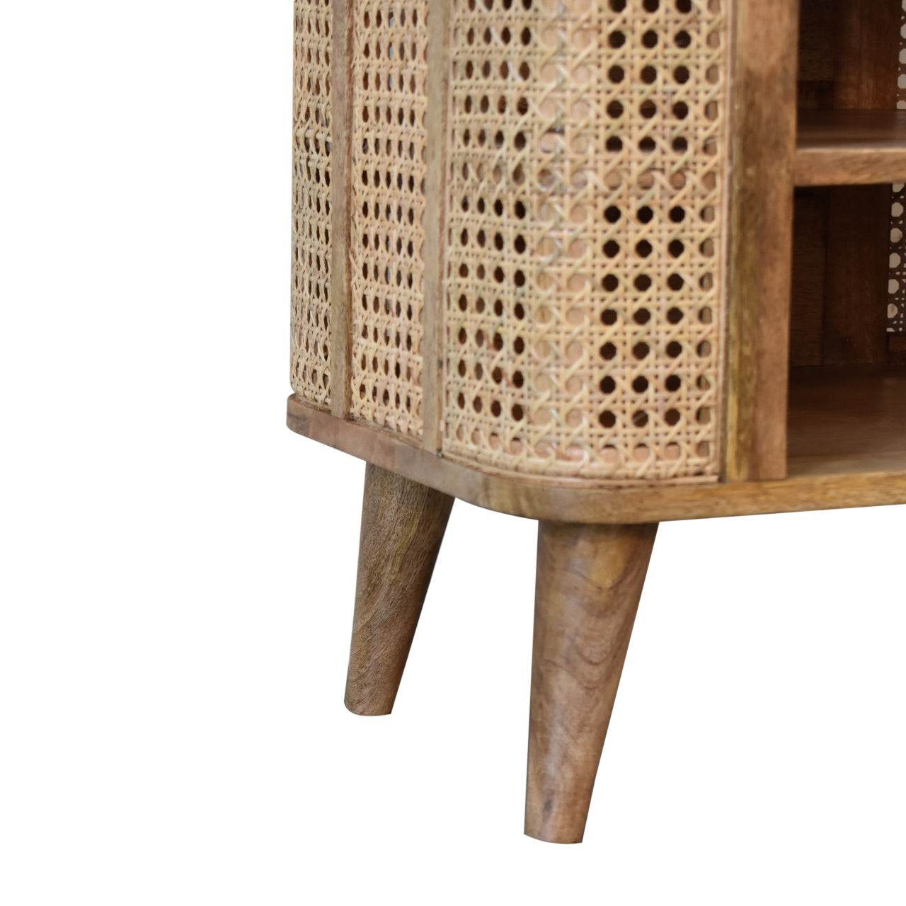 Decipher Wood and Rattan Bedside with 2 Open Shelves