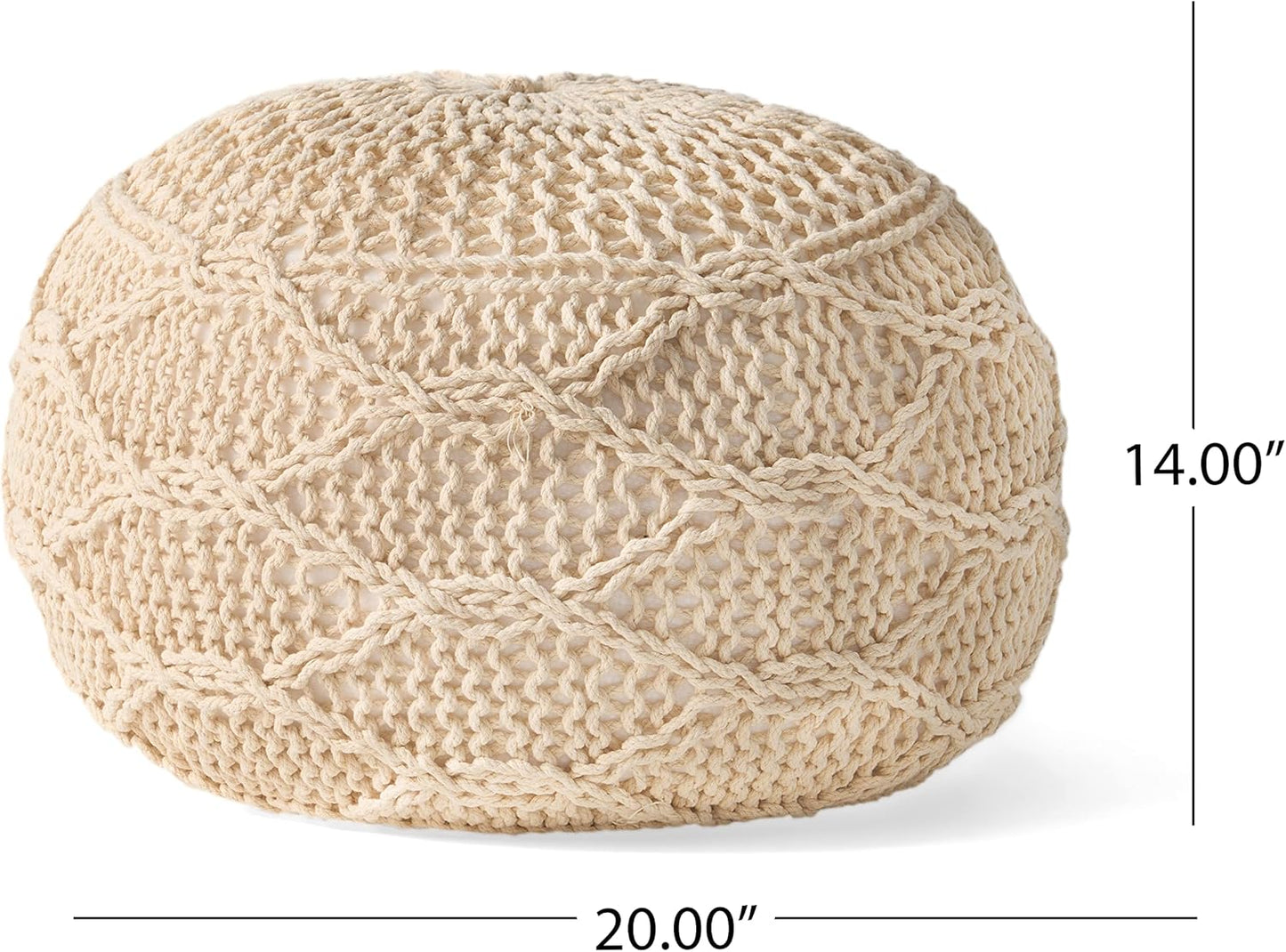 Splendid Round Knitted Wool Pouf