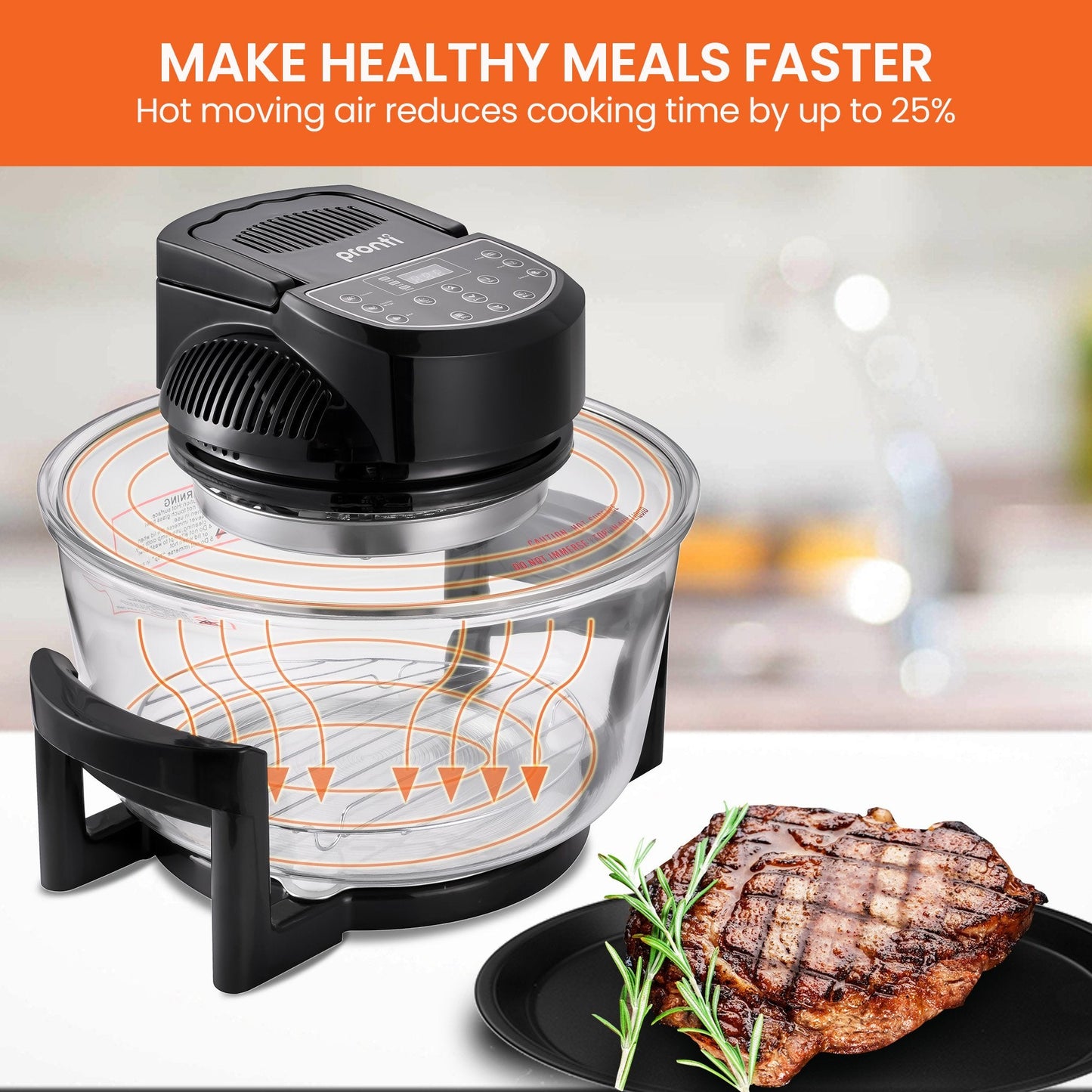 Pronti 17L Digital Convection Oven Broiler Cooker (Black)