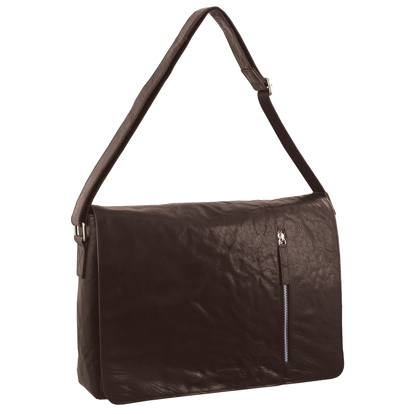Pierre Cardin Rustic Leather 15" Laptop  Messenger Bag (Brown)