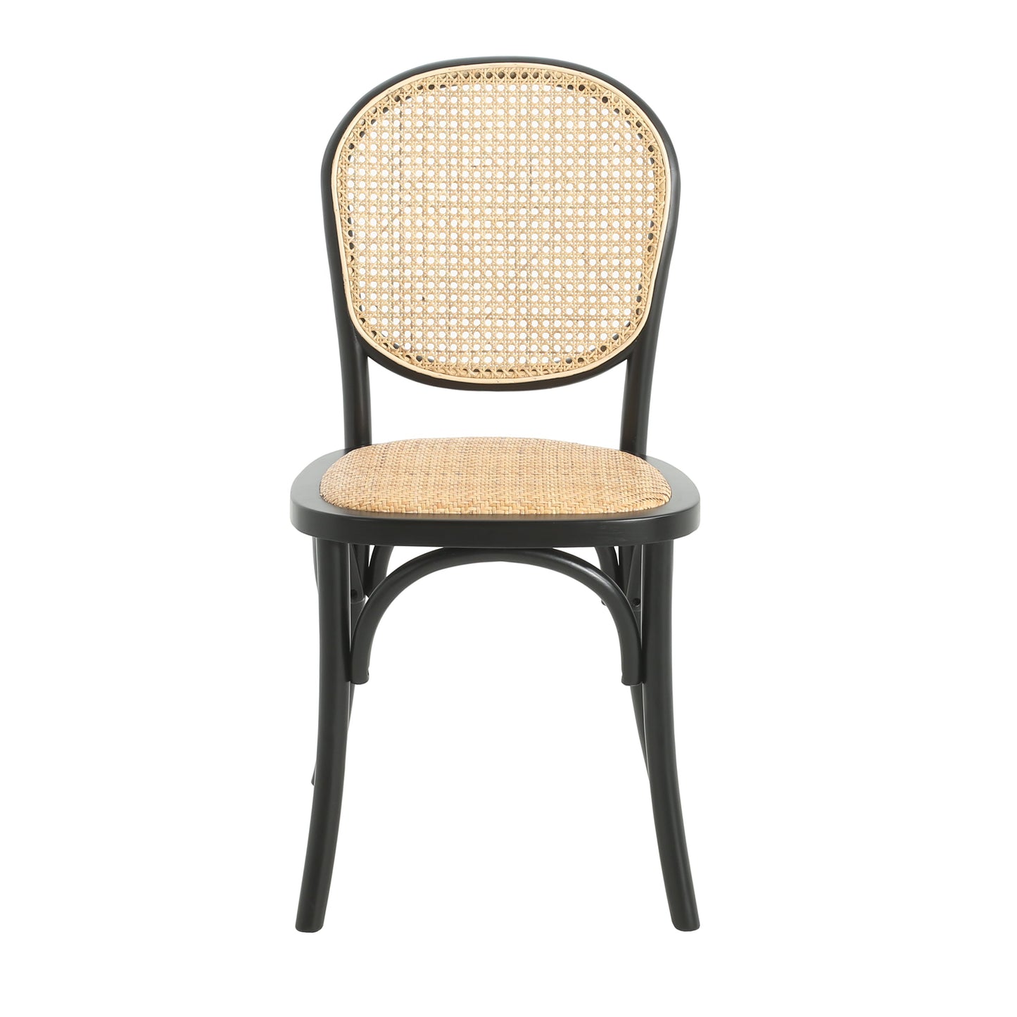 Qyros Dining Chair with Round Backrest and Curved Legs, Set of 2