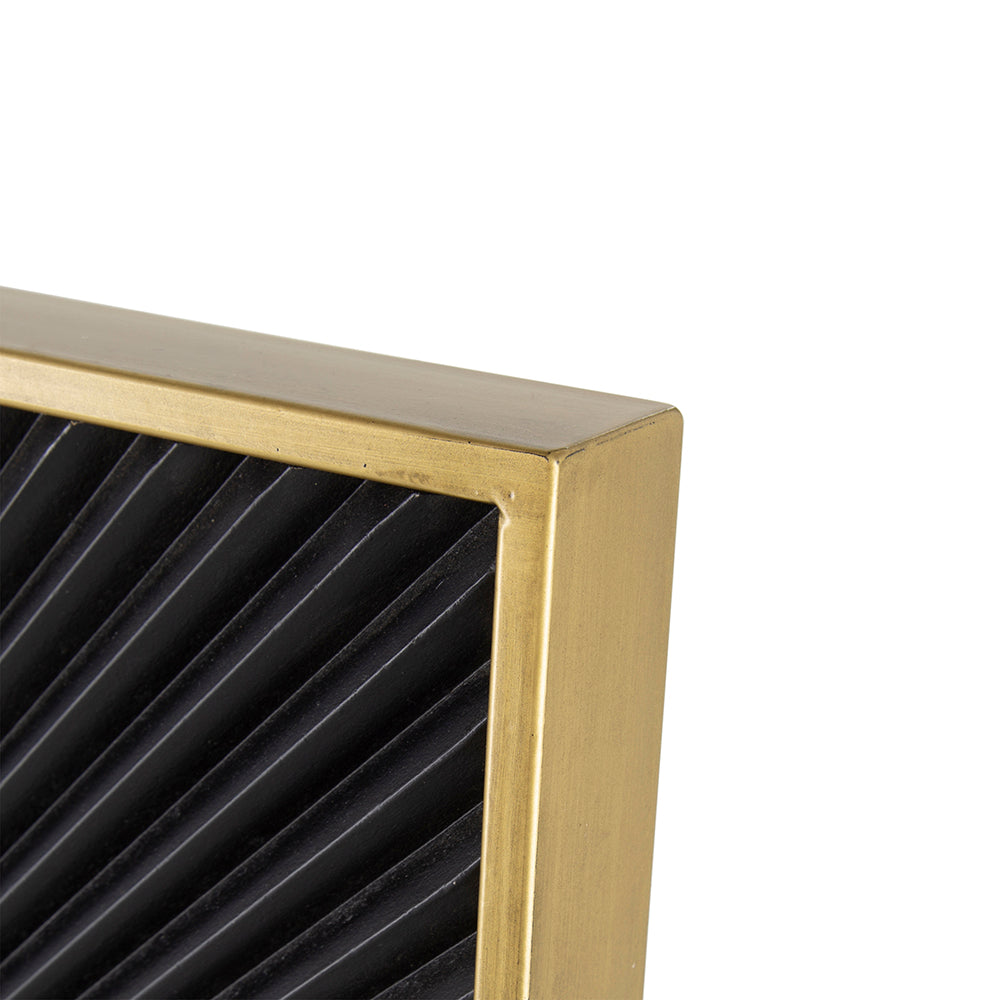 Square Wall Mirror with Pleated Design and Gold Iron Frame