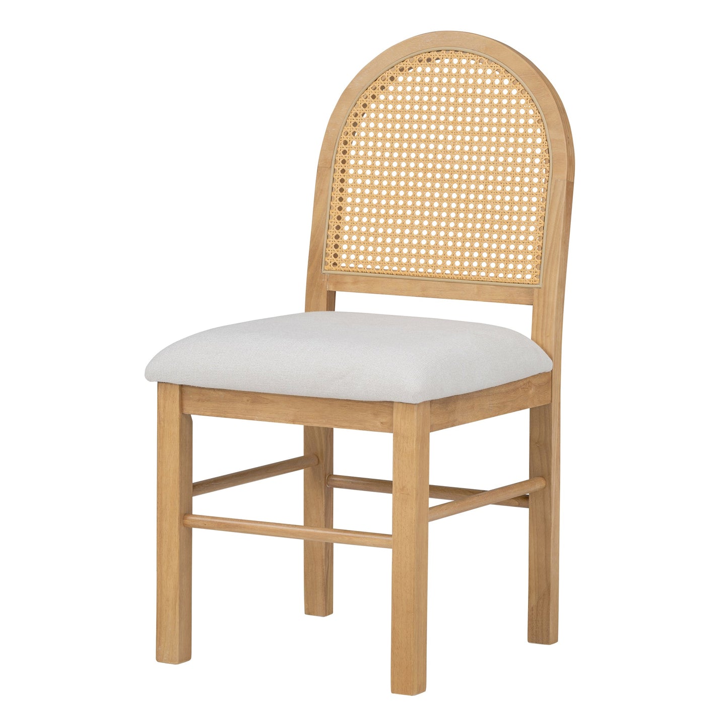 Upholstered Dining Chair with Rattan Backrests and Arched Back, Set of 4