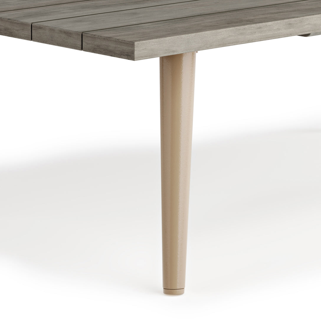 Outdoor Coffee Table with Slatted Top and Aluminum Legs