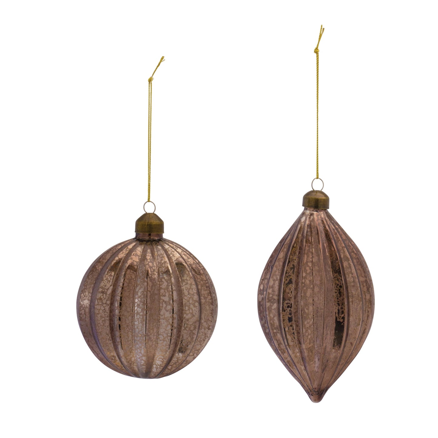 Ribbed Mercury Glass Ornament, Set of 6