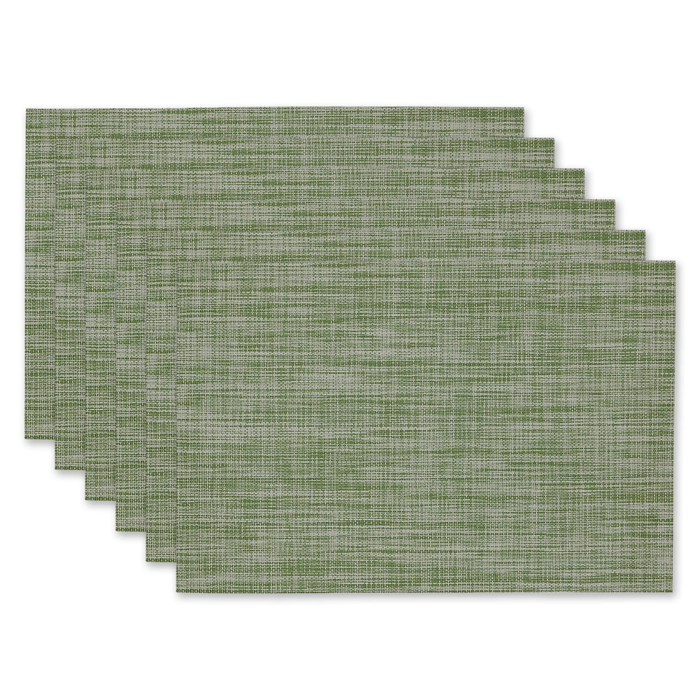 Crosshatched 13X18" Nautical Blue Tweed Woven Vinyl And  Pvc Coated Polyester Placemat Set Of 6