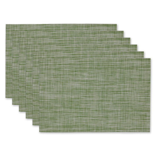 Crosshatched 13X18" Nautical Blue Tweed Woven Vinyl And  Pvc Coated Polyester Placemat Set Of 6