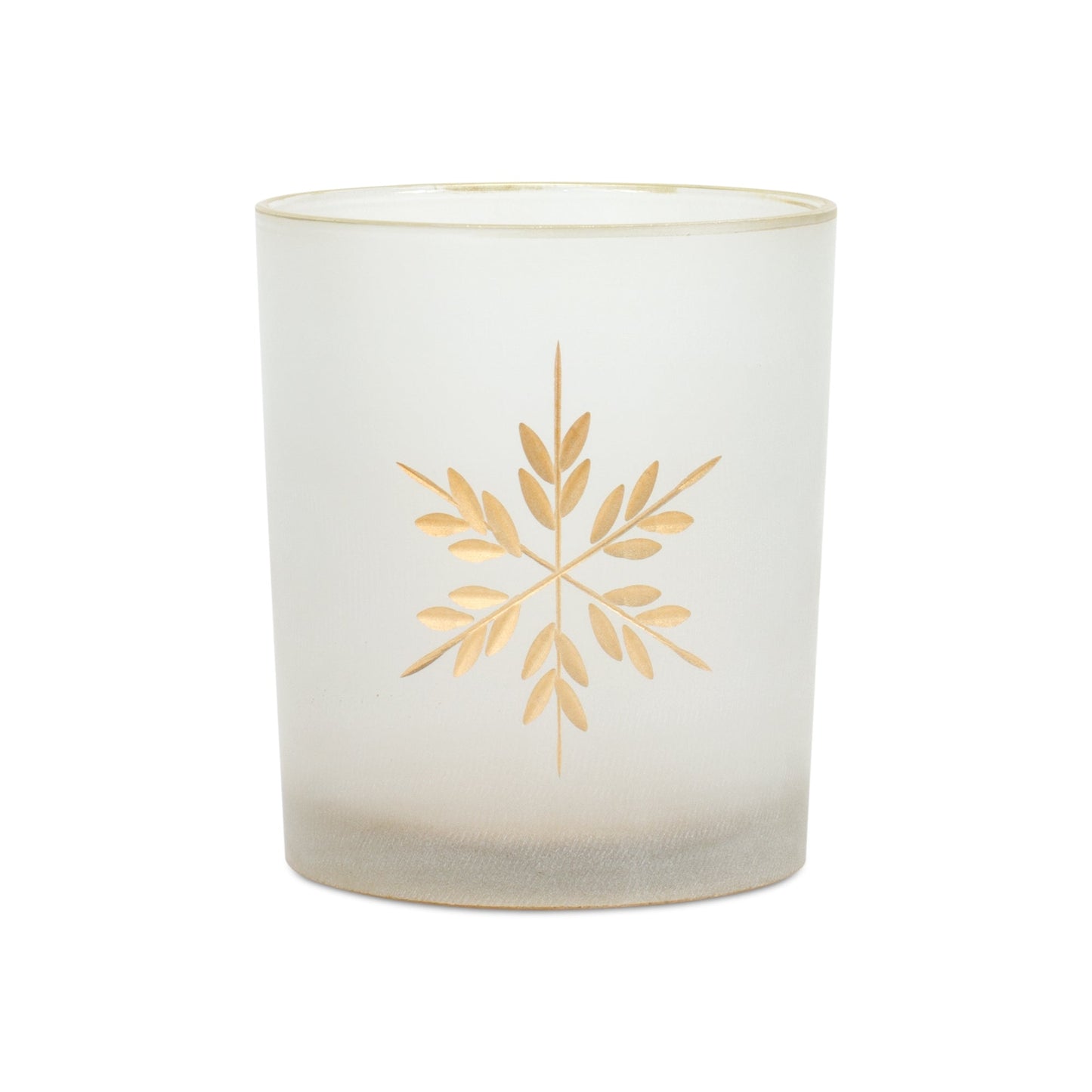 White Frosted Glass Snowflake Votive Candle Holder, Set of 4