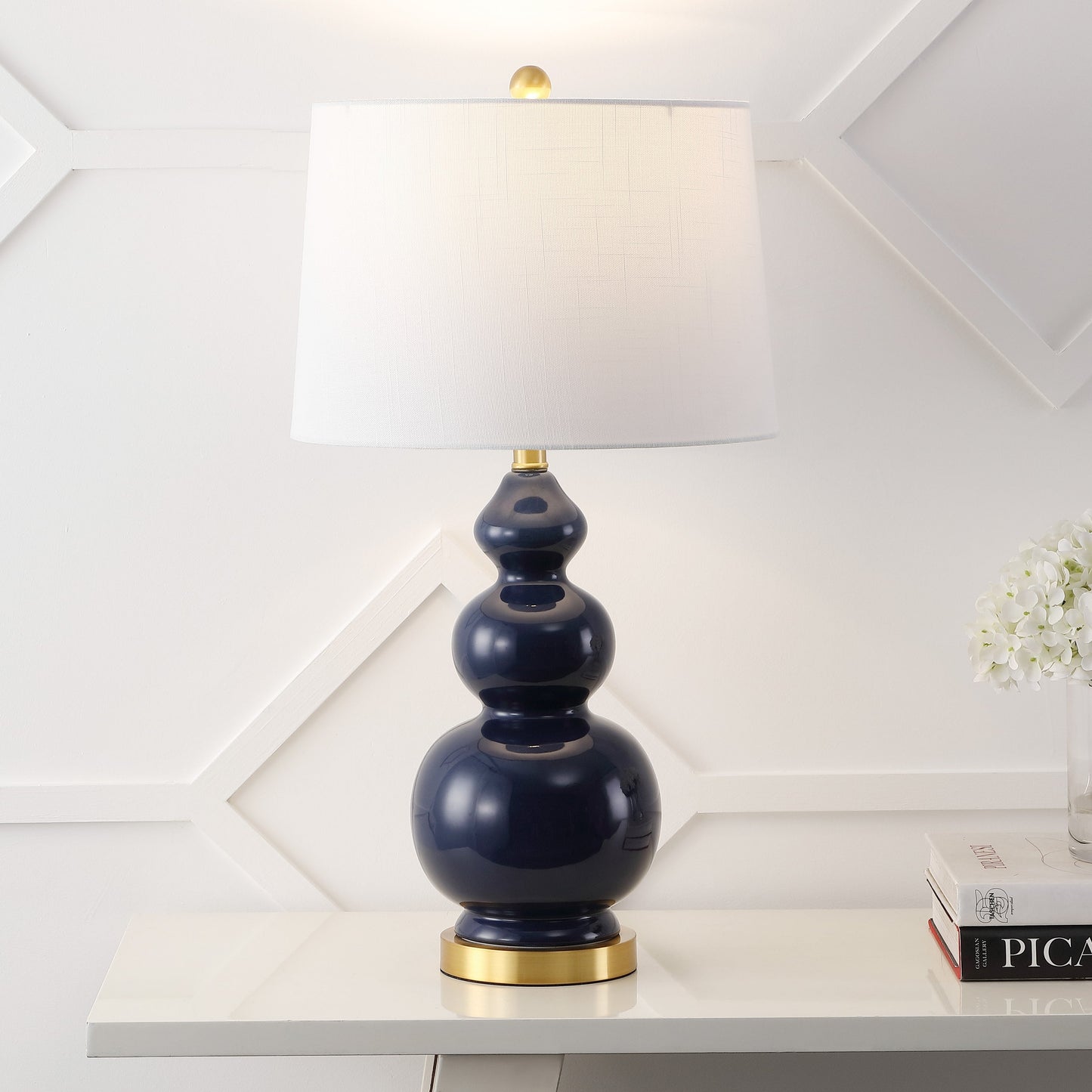 Bowen Contemporary Transitional Ceramic Gourd LED Table Lamp
