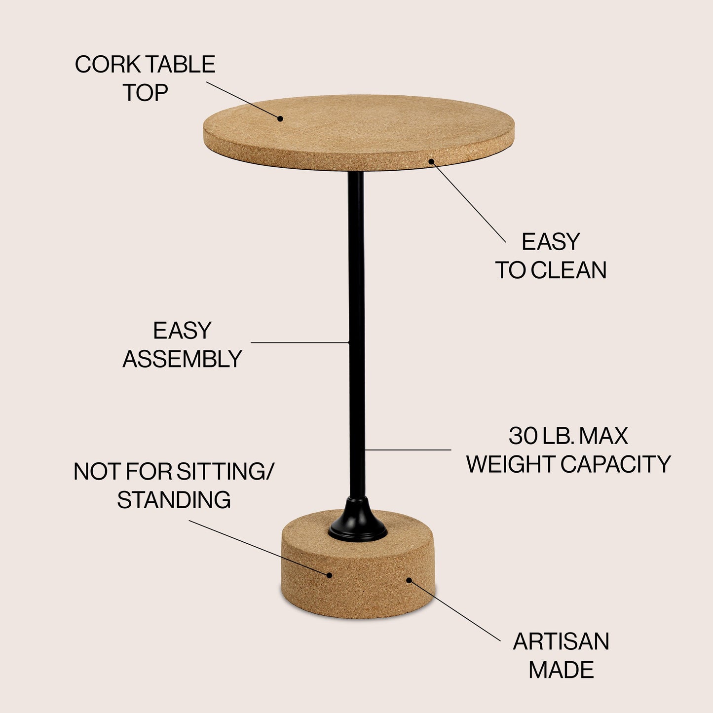 Calix Contemporary Minimalist Metal/Resin Round End Table