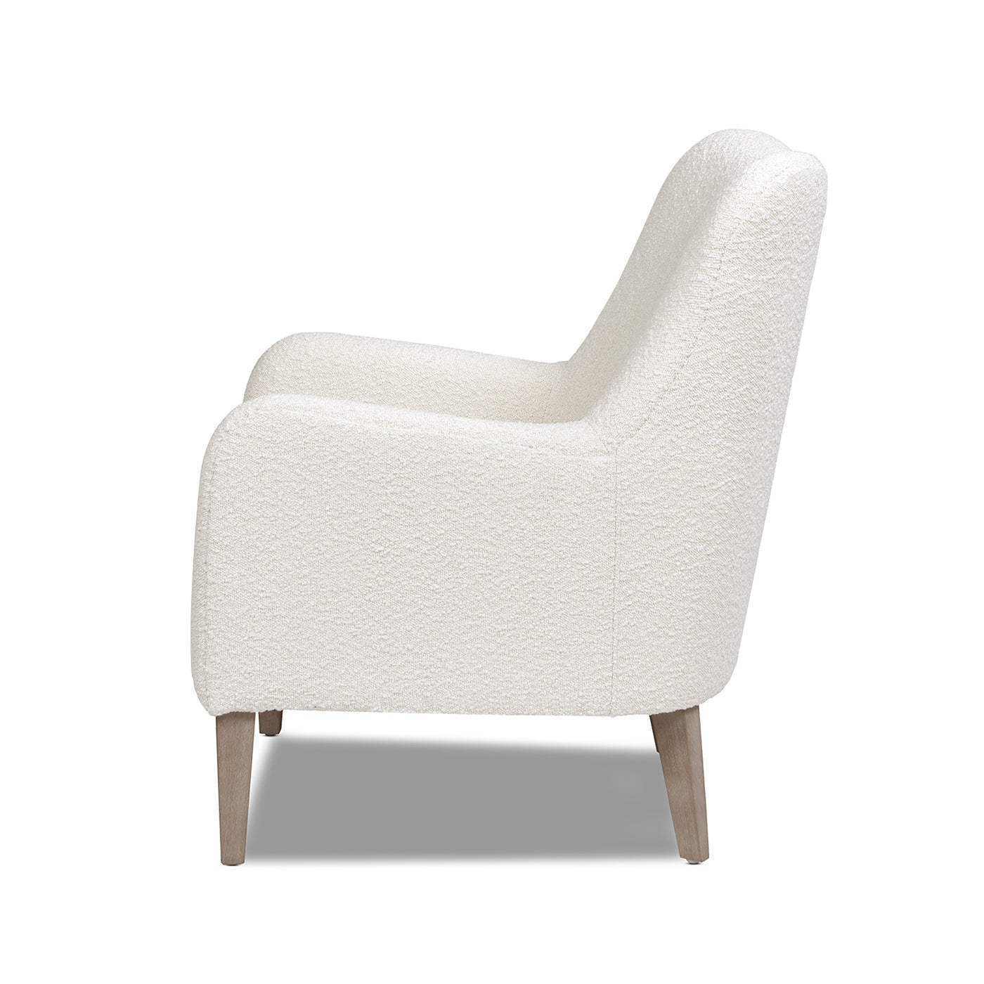 Upholstered Accent Chair with Curved Arms and Wood Legs