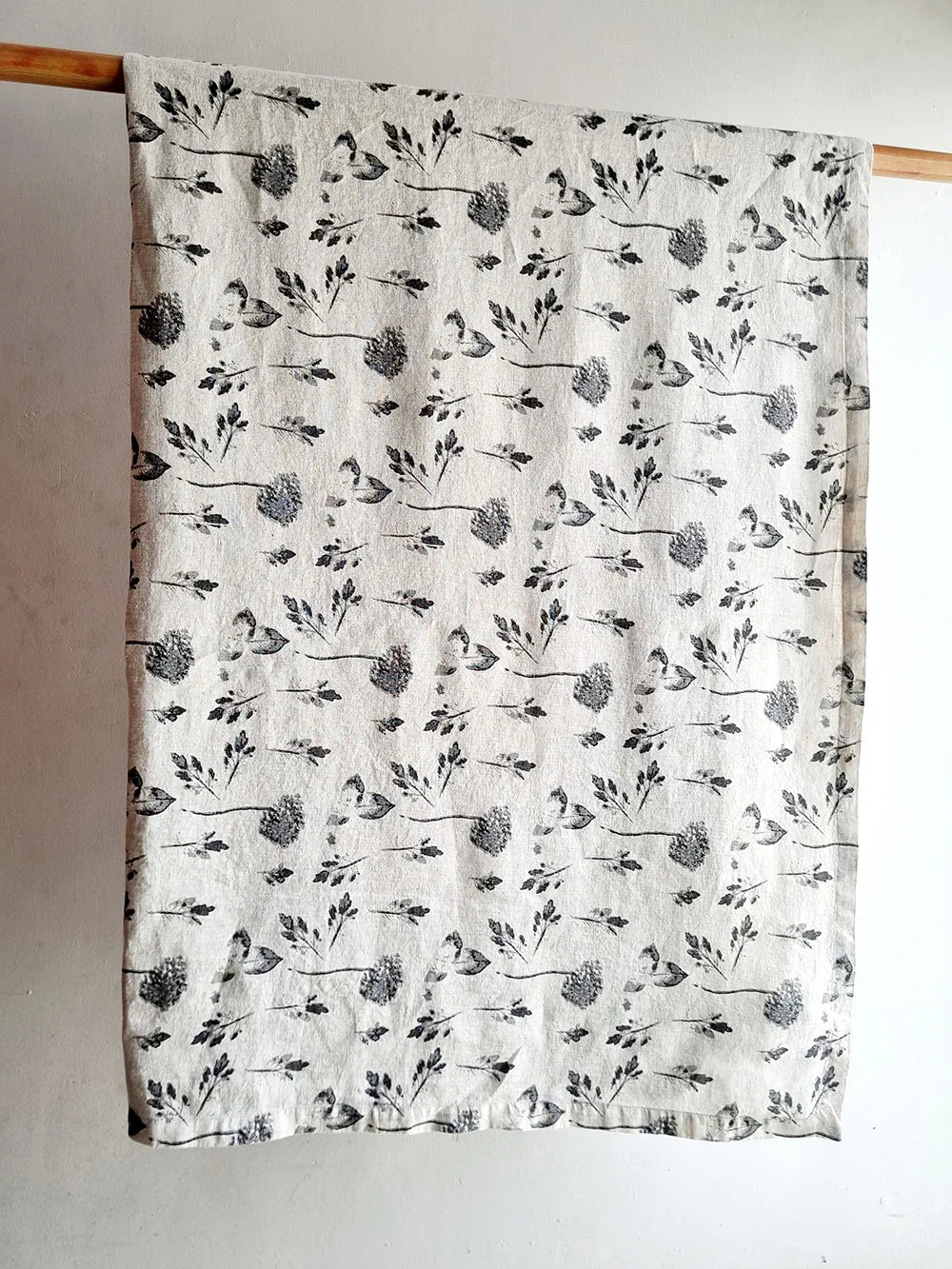 100% Linen Grey Hydrangea Tablecloth