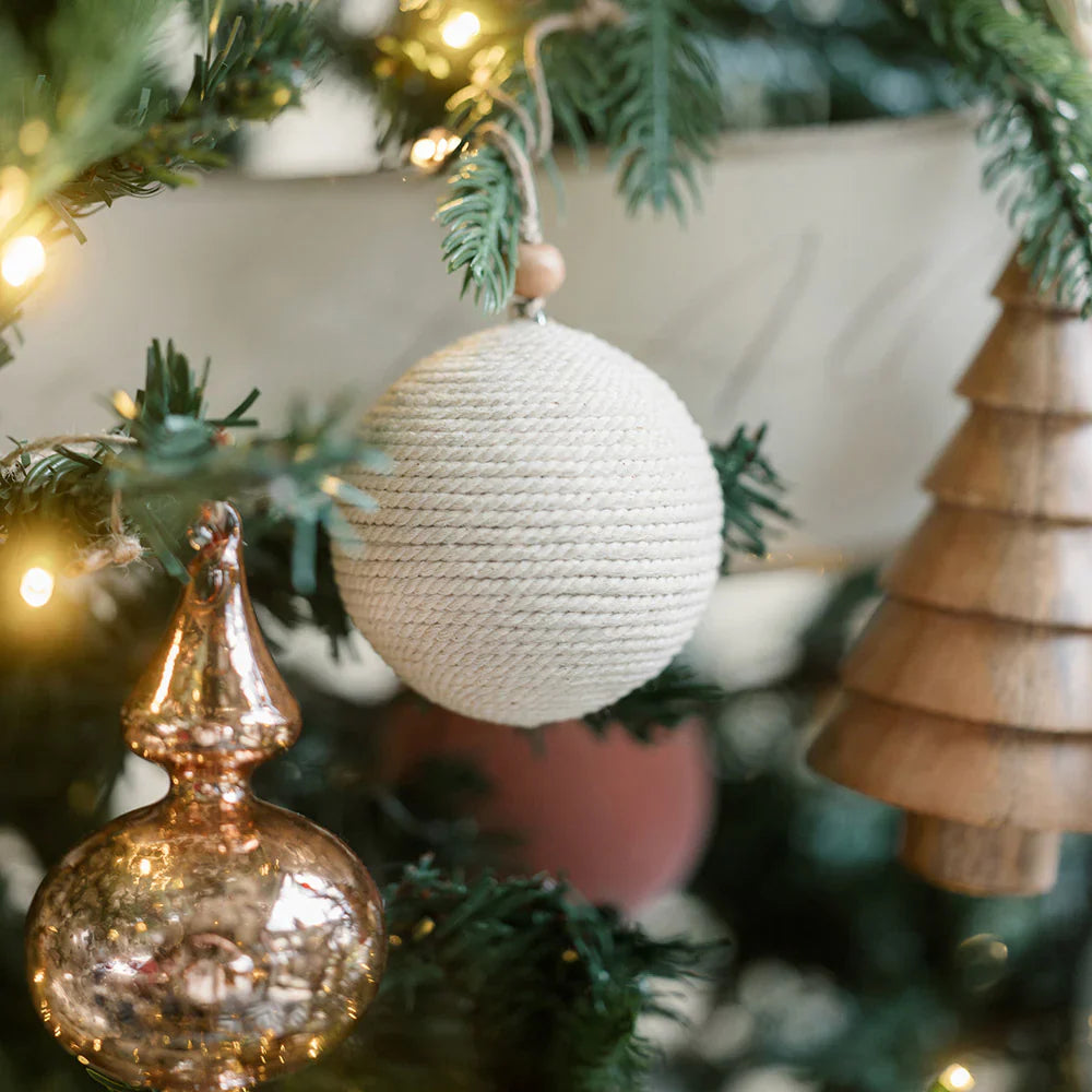 Jute Wrapped Christmas Ornaments, Set of 6