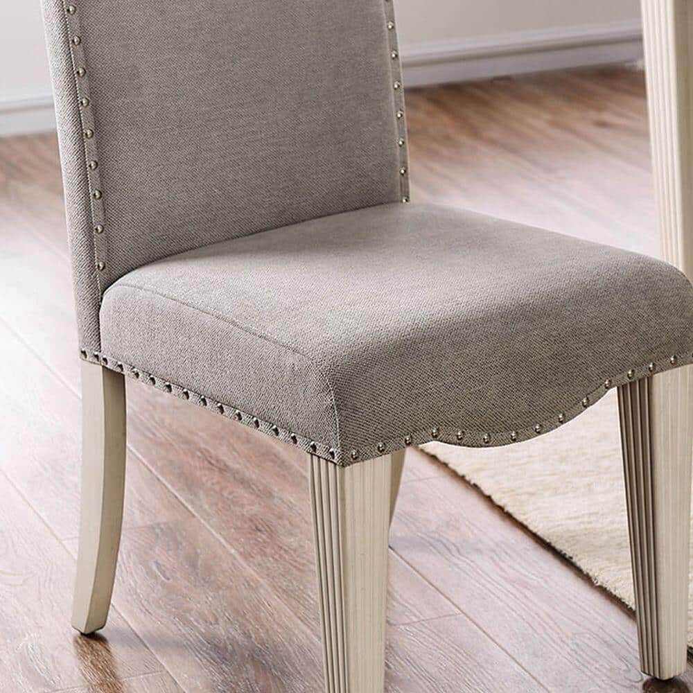 Upholstered Dining Chair with Nailhead Trim and Camel Back, Set of 2