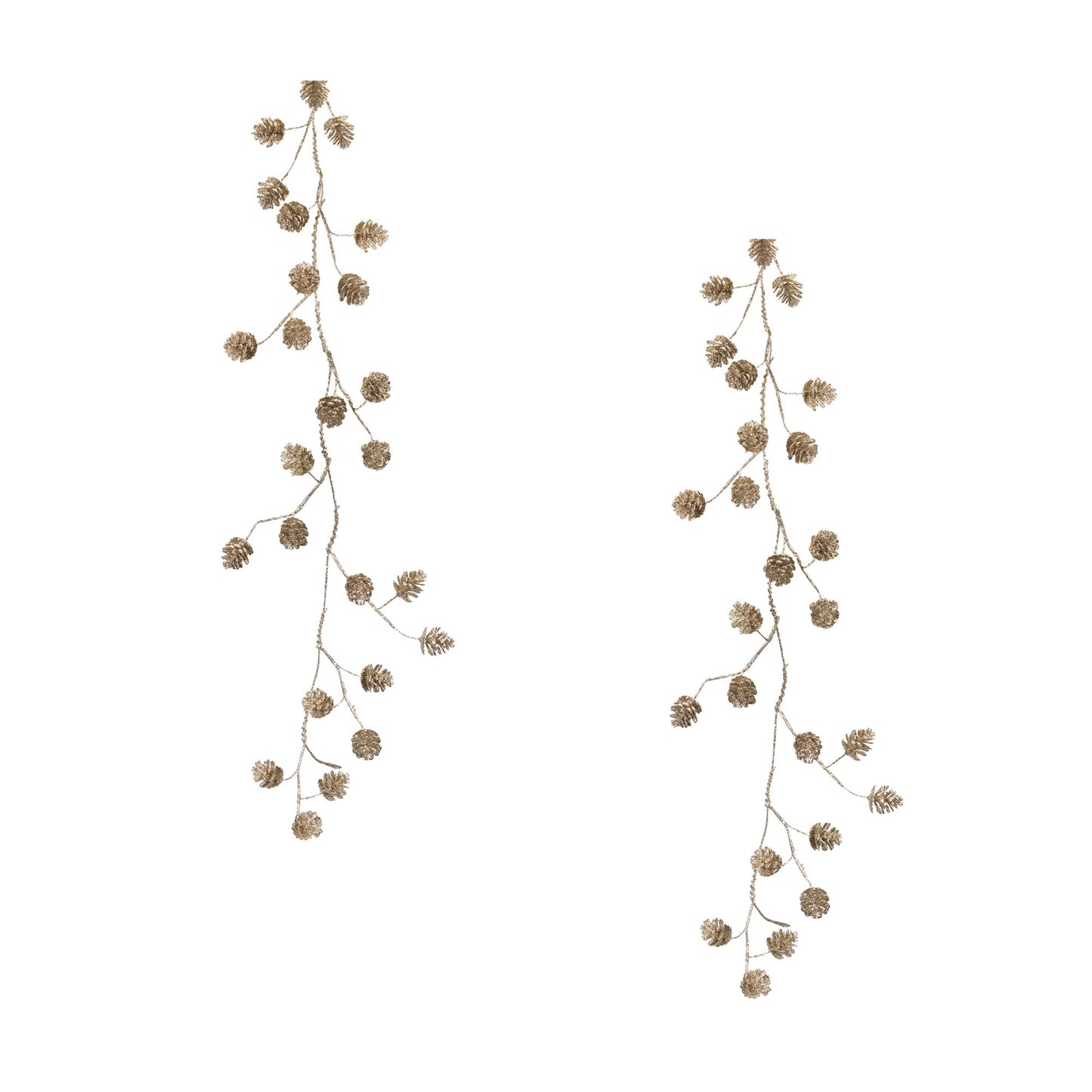 Frosted Pine Cone Twig Garland, Set of 2