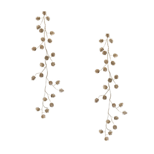 Frosted Pine Cone Twig Garland, Set of 2