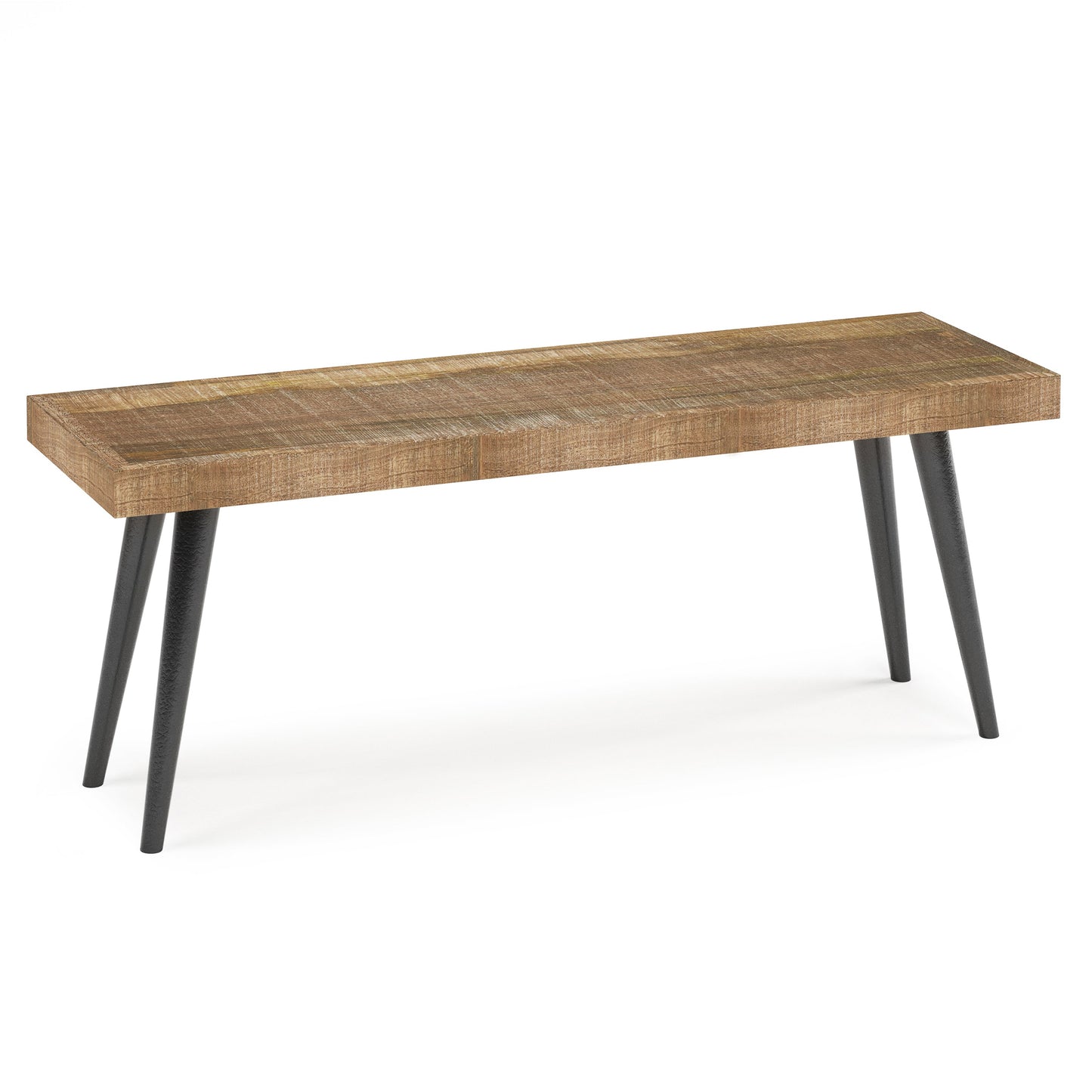 Wood Bench with Tapered Powder-Coated Metal Legs
