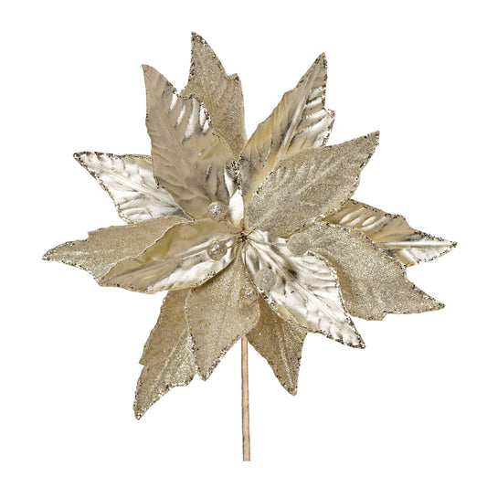 Glittered Poinsettia Stem, Set of 6