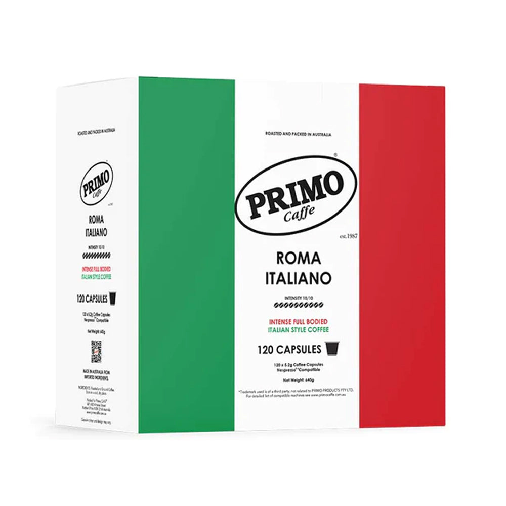 Primo Caffe Roma Italiano Intense Coffee Capsules 120-Pieces (640g) for Nespresso