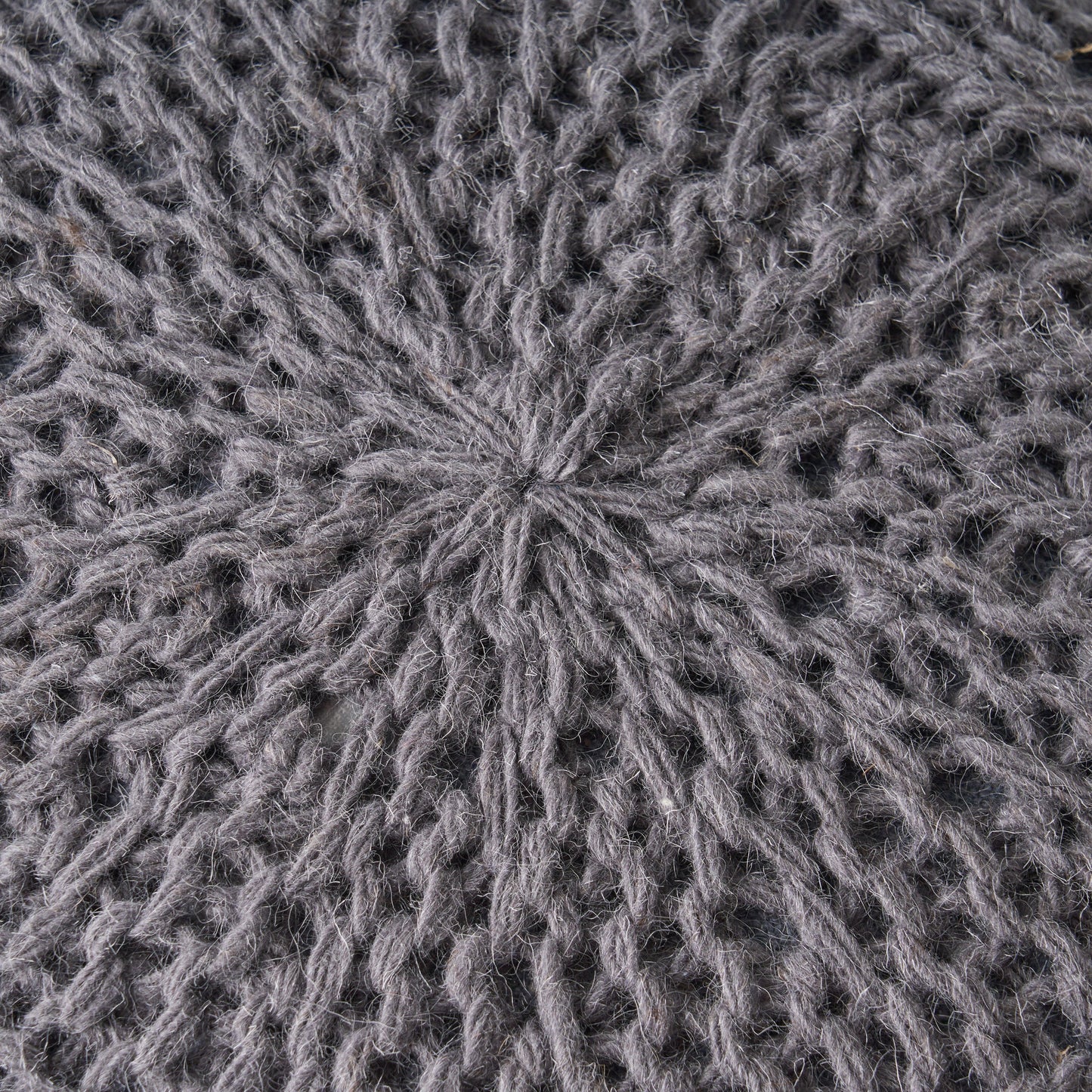 Splendid Round Knitted Wool Pouf