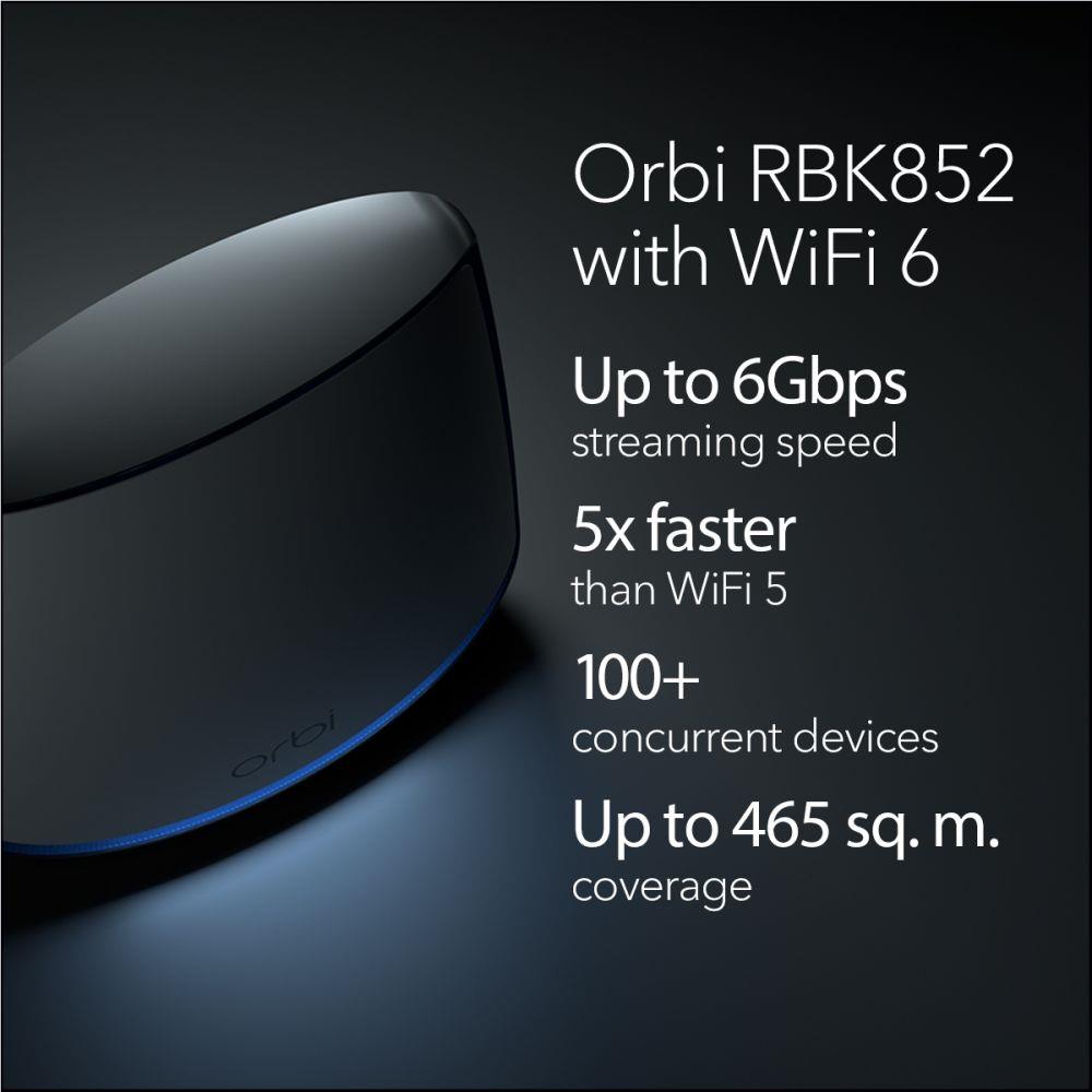 NETGEAR Orbi RBK852 AX6000 Tri-Band Mesh Wi-Fi 6 System (2 Pack)