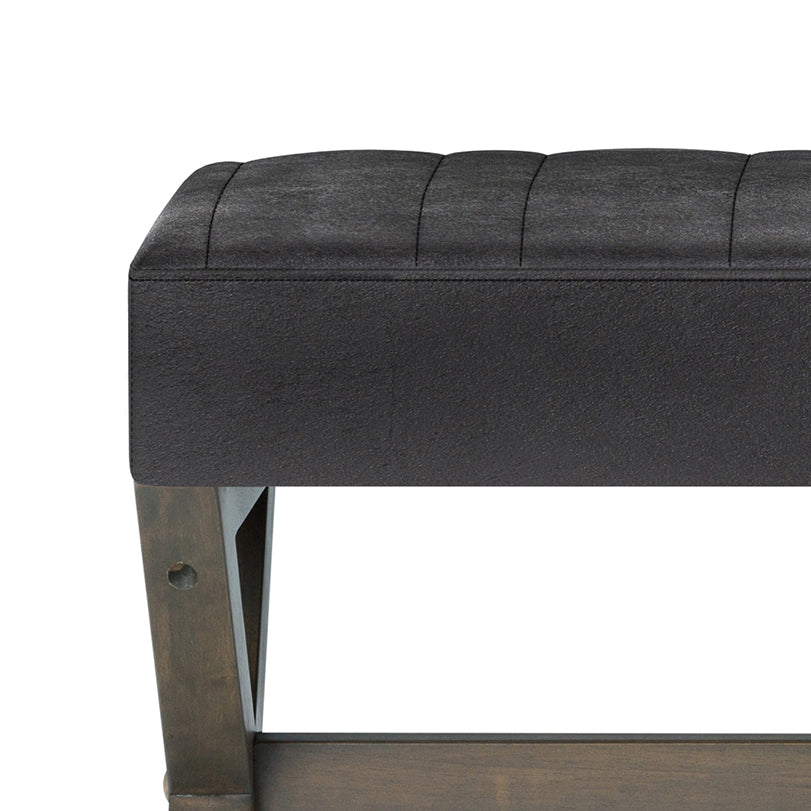 Bloom Upholstered Ottoman Bench with Vertical Stitching and X Design Trestle Base