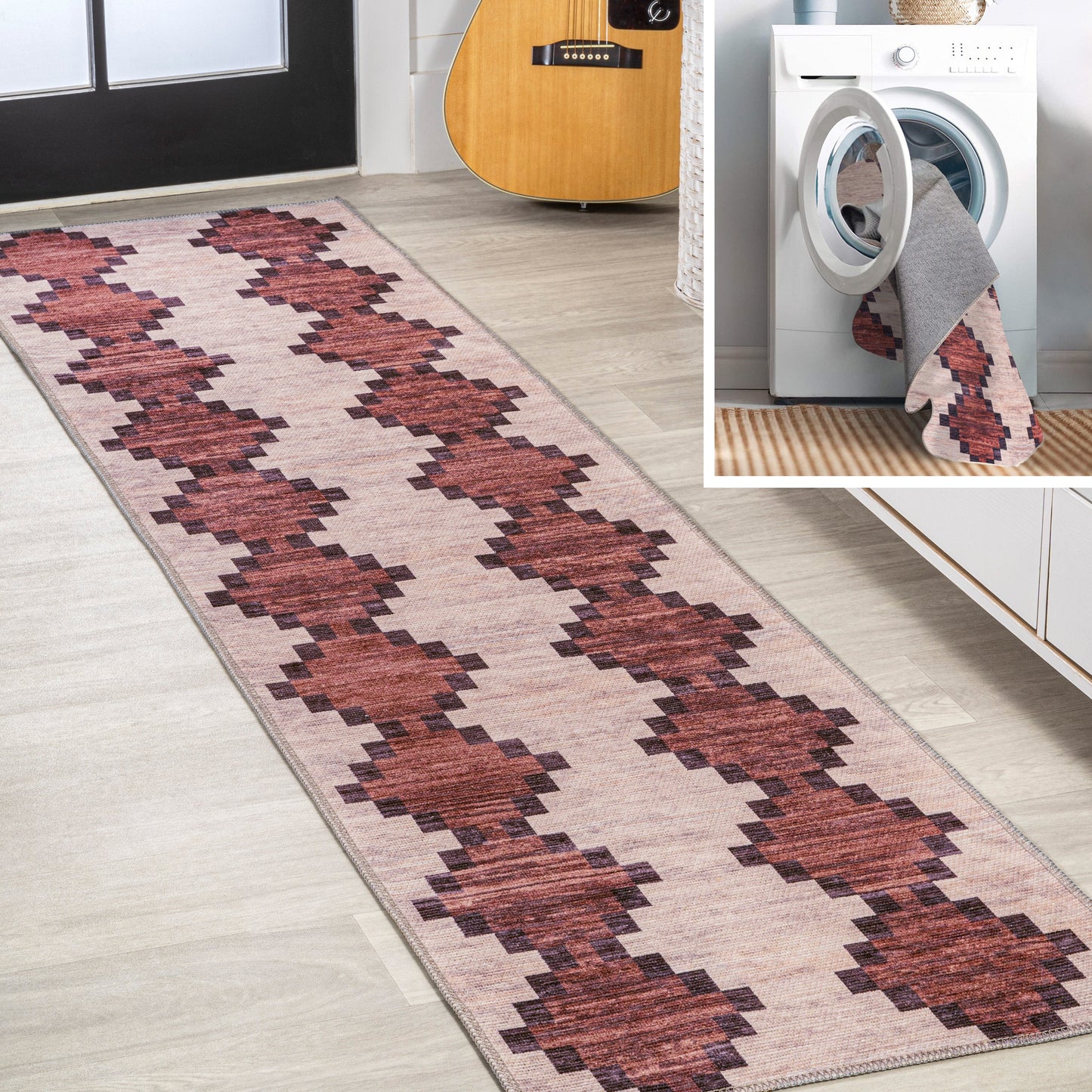 Timantii Modern Trellis Kilim Machine-Washable Area Rug