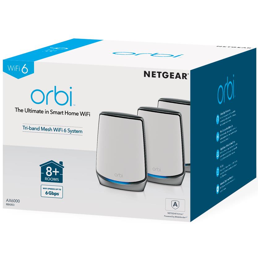 NETGEAR Orbi AX6000 Tri-Band Mesh Wi-Fi 6 System (3 Pack)