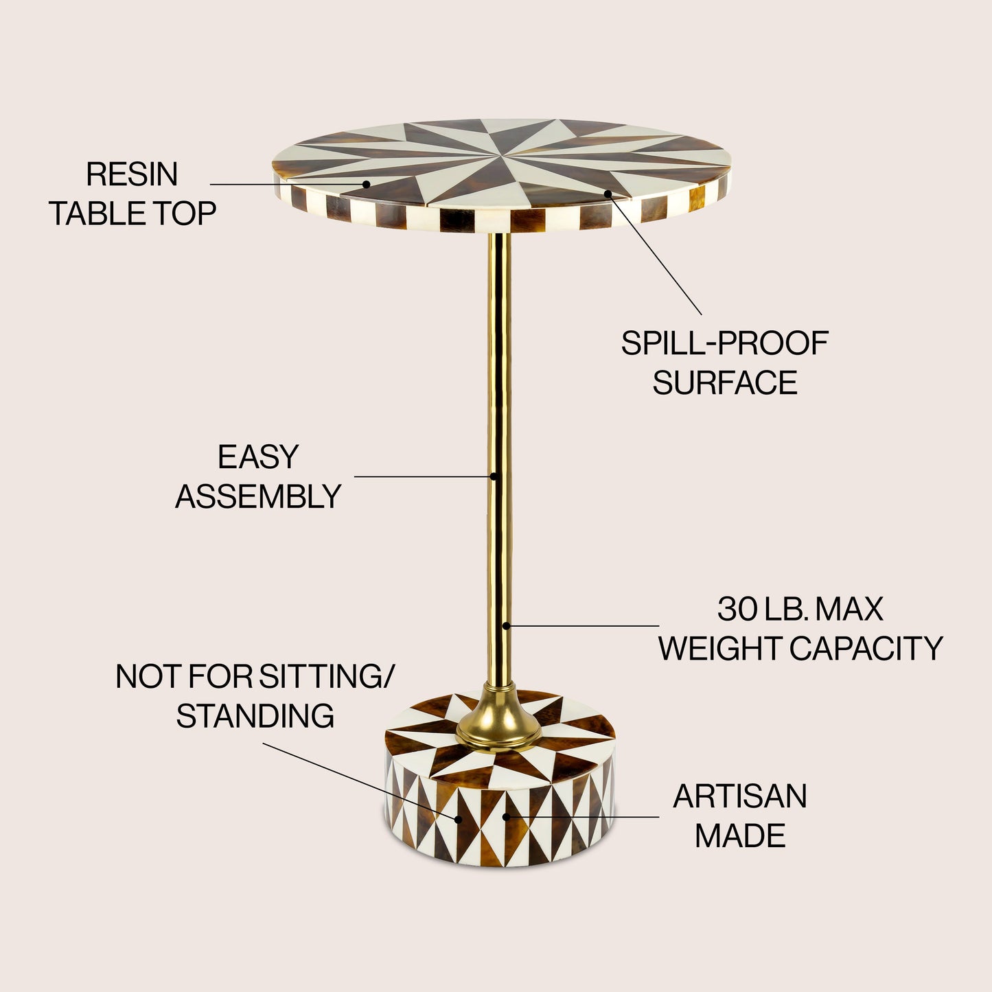 Calix Contemporary Minimalist Metal/Resin Round End Table