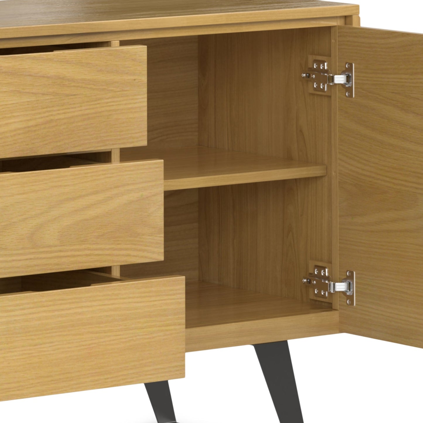 Peak 2-Door Buffet Cabinet with 3 Drawers and Metal Angled Legs