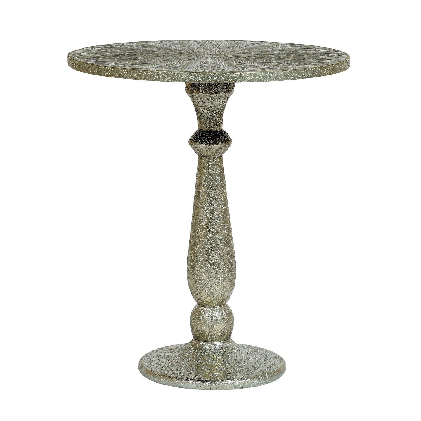 Accent Table with Iron Frame and Turned Base
