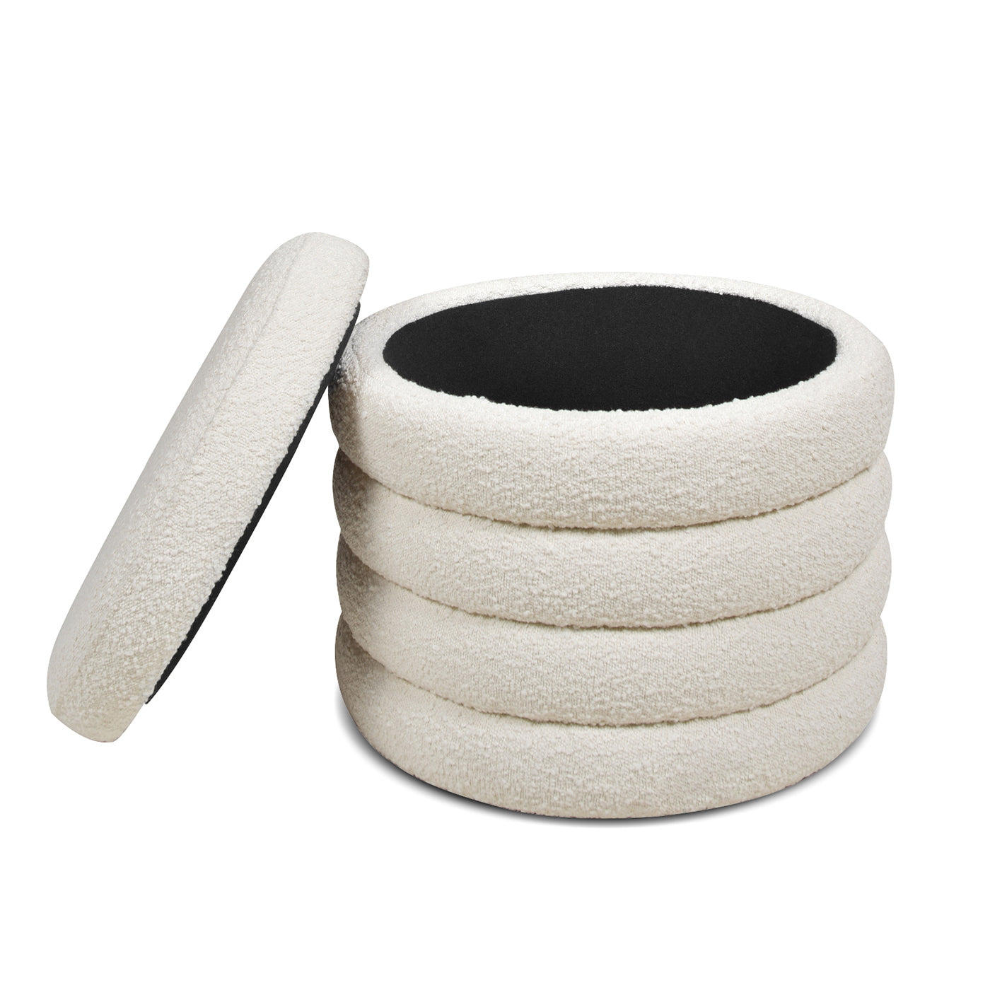 Capstone Oversized Round Ottoman with Hidden Storage Compartment