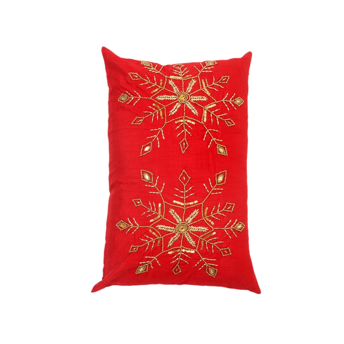 Snowflakes Beaded Decorative Pillow