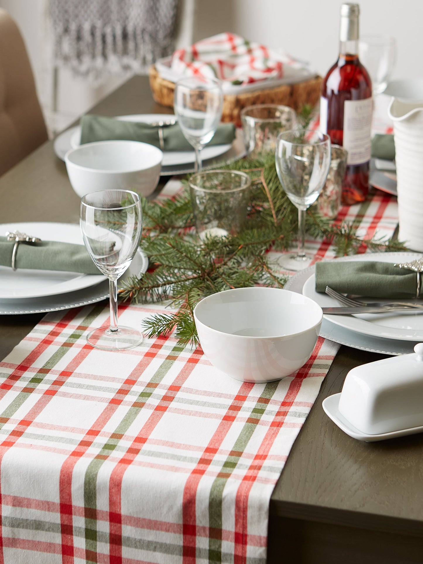 Nutcracker Plaid Table Runner 14X72