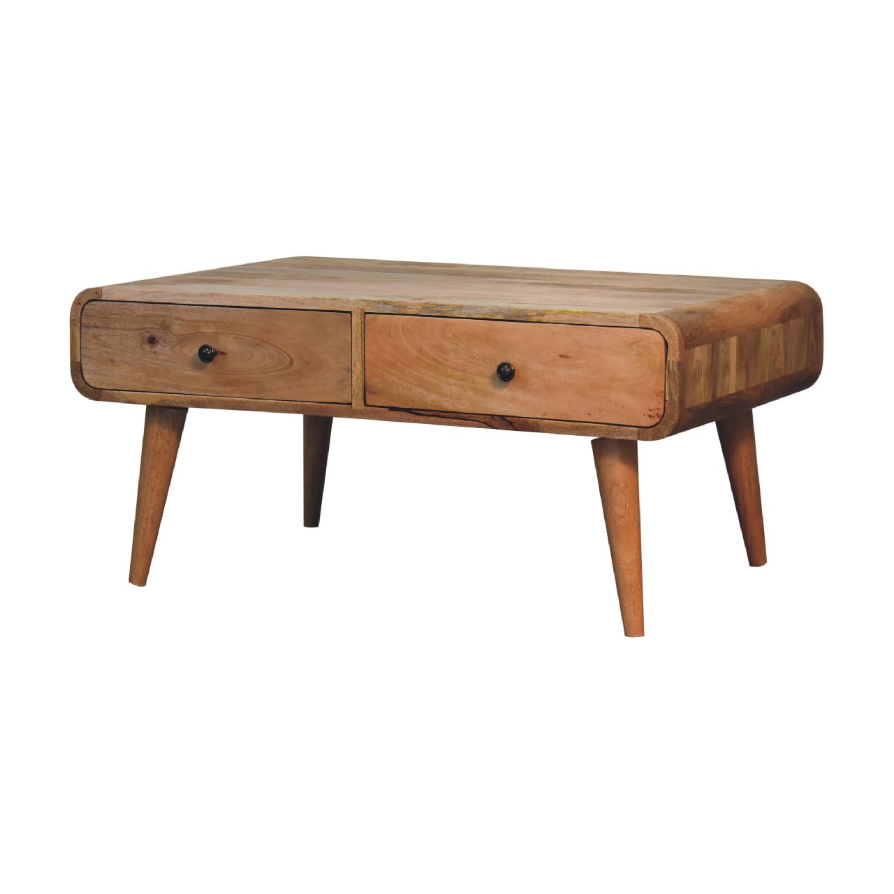 Coffee Table with 4 Drawers and Curved Frame