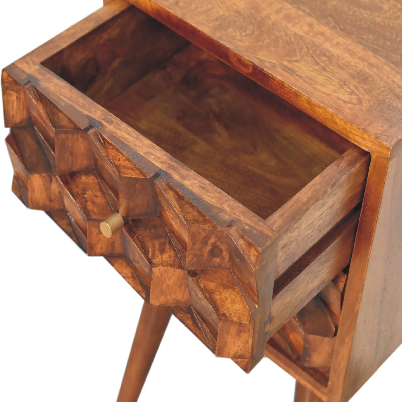 Bedside with 2 Drawers and Tapered Legs