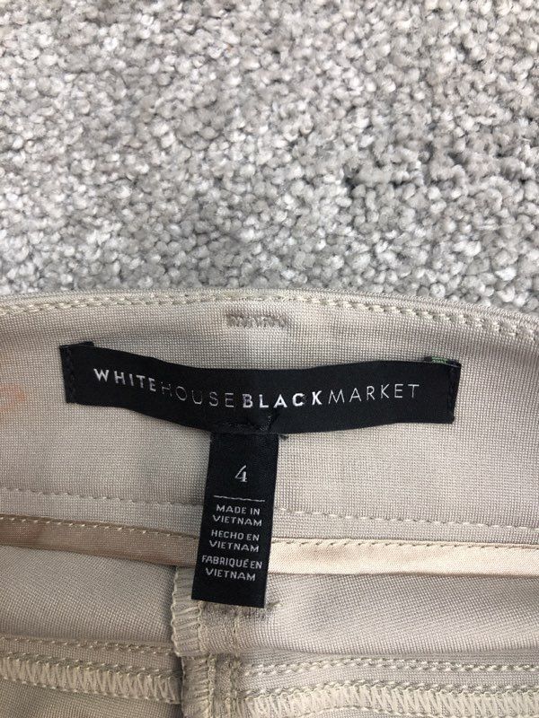 White House Black Market Pants Womens Tan Chino Pant Tapered Leg Zipper Pockets