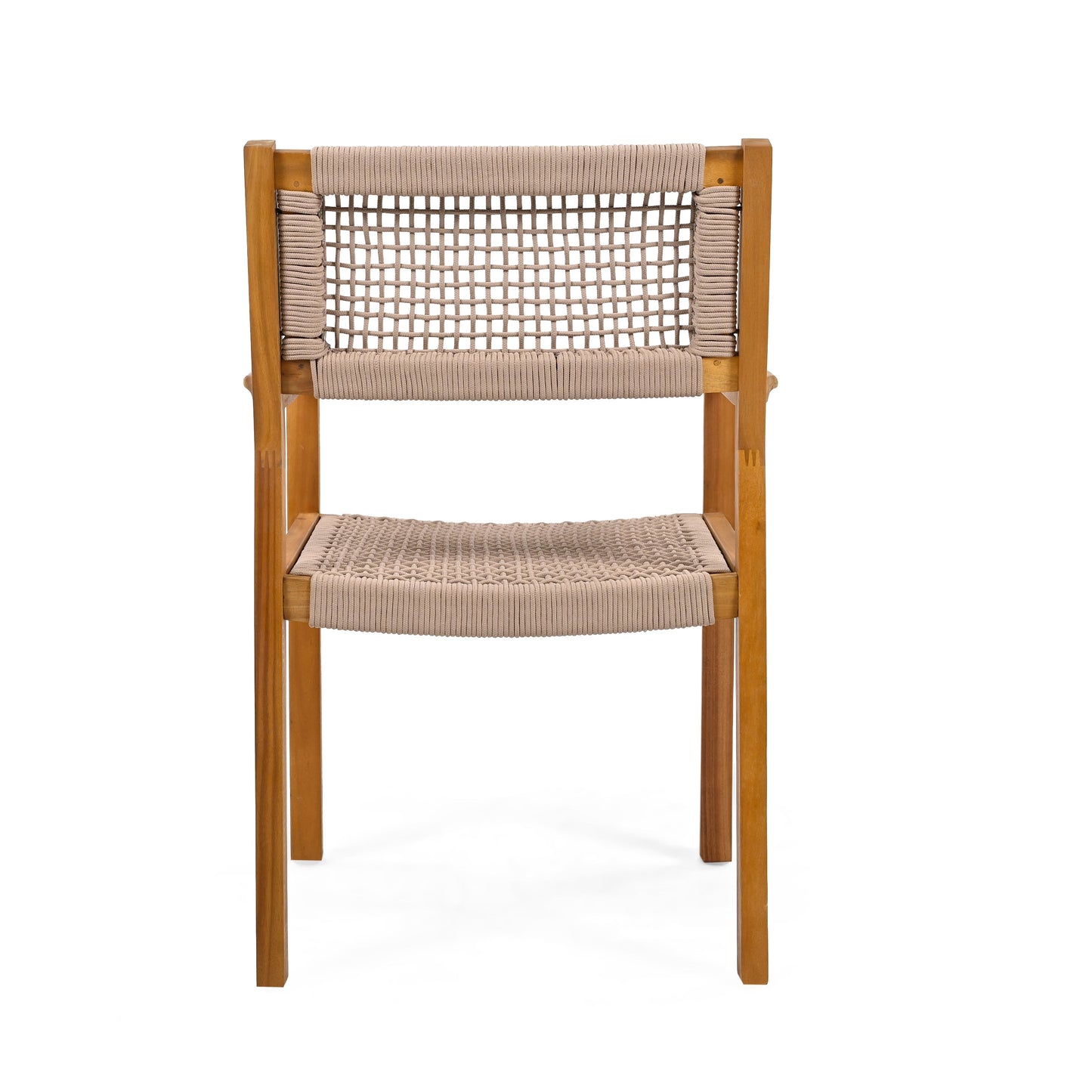 Belladom Wood and Rope Dining Chair with Open Back, Set of 2