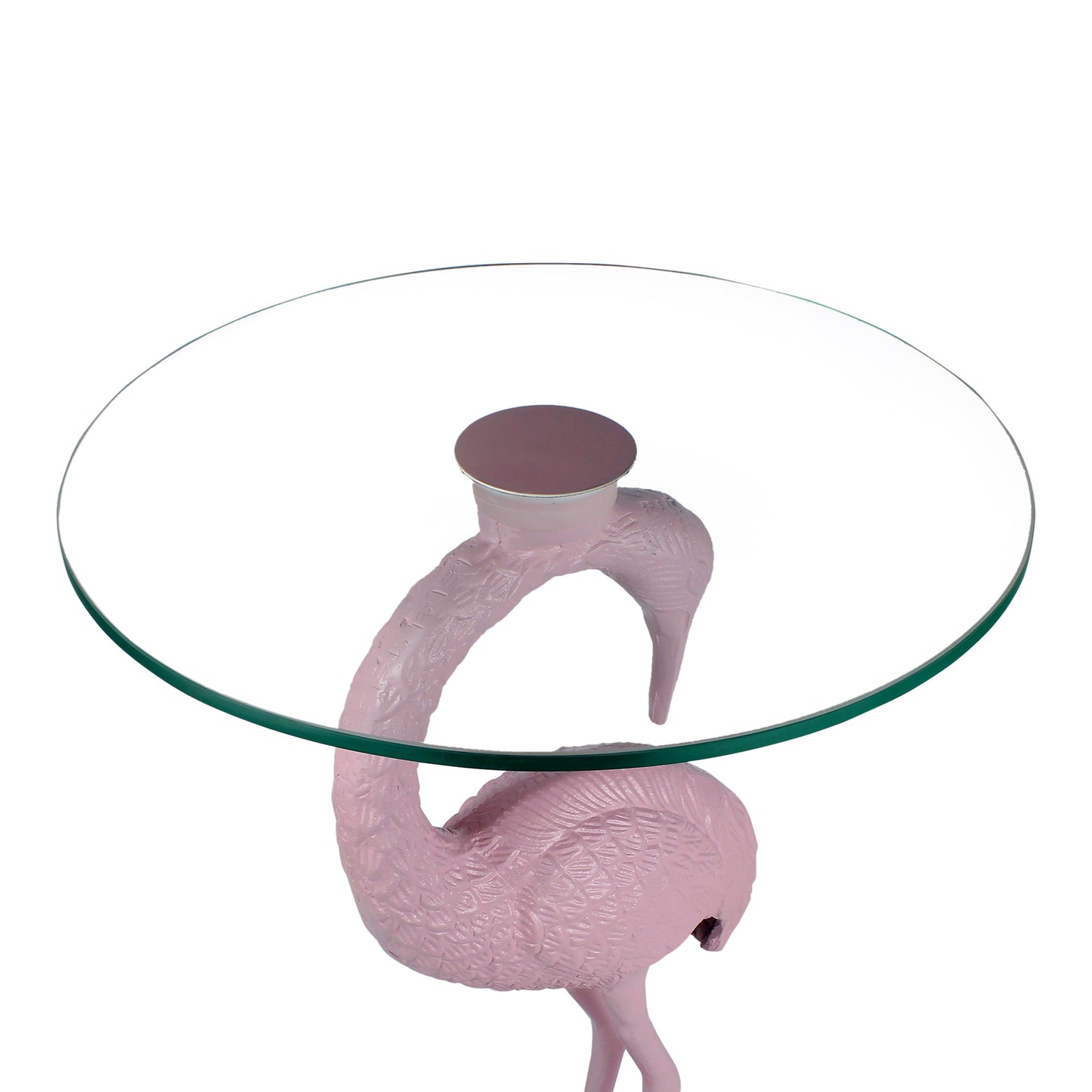 Blanche Classic Mid-Century Glass Top Flamingo End Table