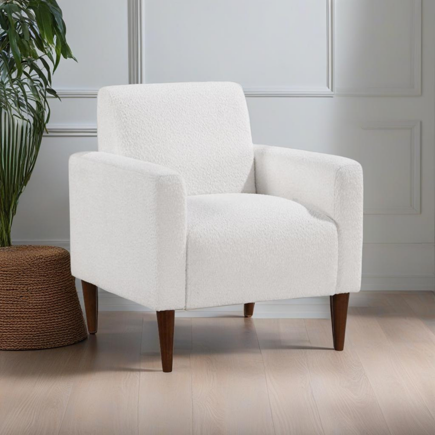 Upholstered Living Room Chair with Tapered Wood Legs