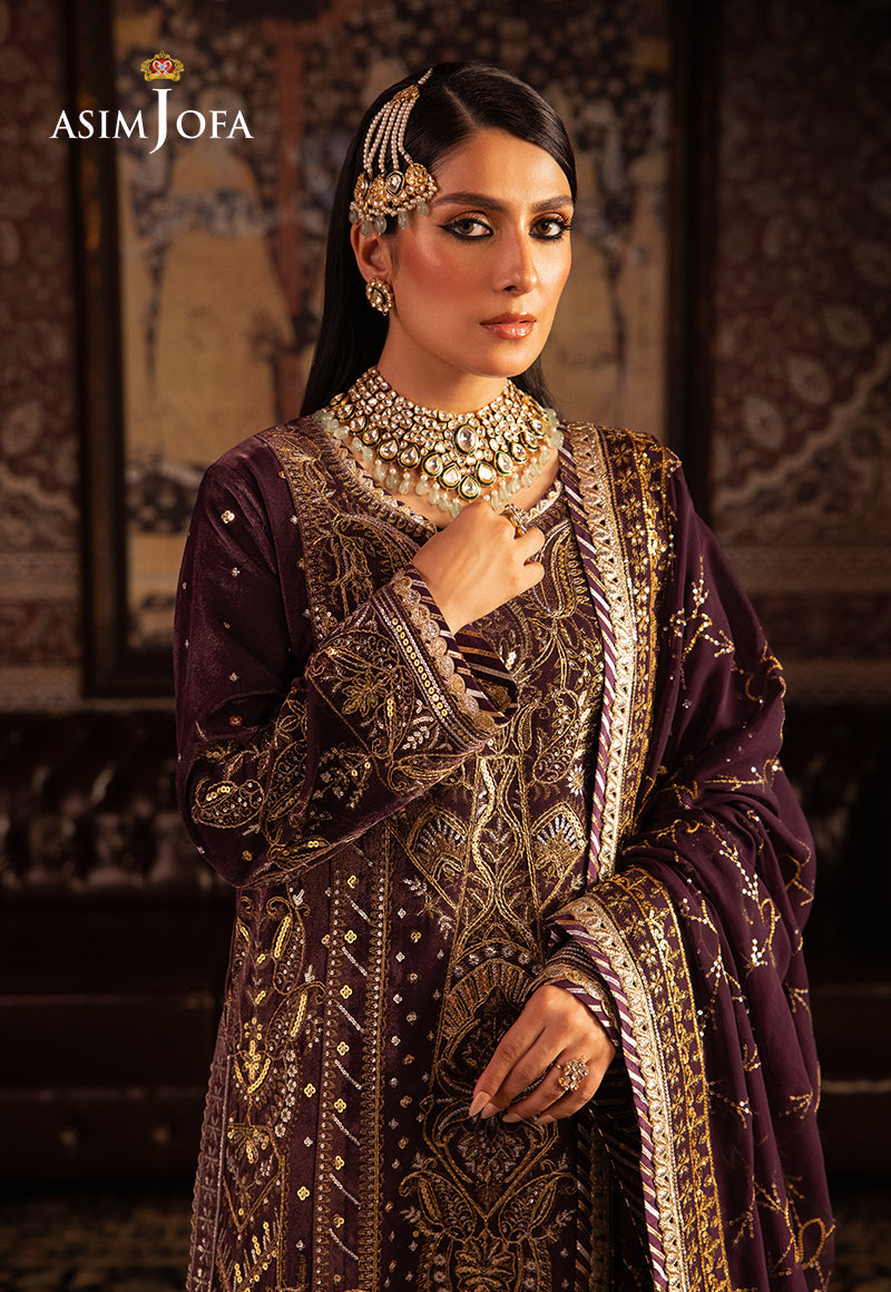 AJMMP-06 EMBROIDERED VELVET 3 PCS STITCHED